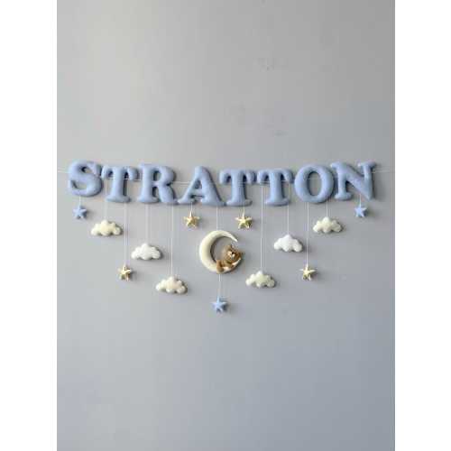 Custom Name Banner Bear Theme Nursery Decor – Personalized Baby Name Sign – Boy Name Garland – Felt Birthday Banner – Woodland Wall Decorati