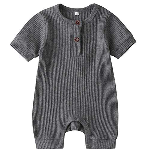 Kuriozud Newborn Infant Unisex Baby Boy Girl Clothes Button Romper Jumpsuit Basic One Piece Outfits