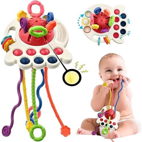 AiTuiTui Sensory Baby Teething Toys Essentials, Infant Toddlers Bath Toys for 1 2 Year Old Boy Girl Birthday Gift, Soft Fidget Educational Learning for 6 9 12 18 Months