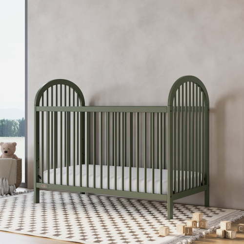 Graco Olivia 3-in-1 Convertible Crib and Premium Crib & Toddler Mattress Bundle, Olive