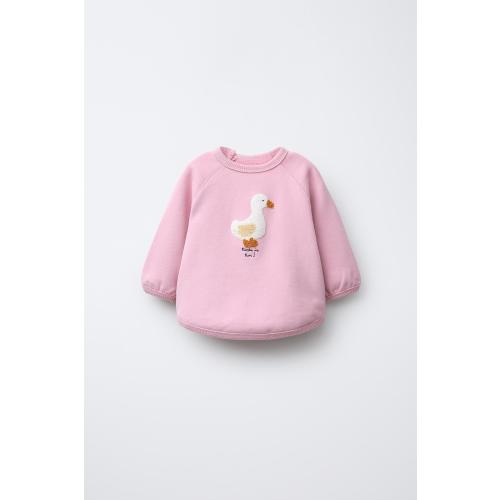 Terry Patch Sweatshirt - Pale Pink | ZARA