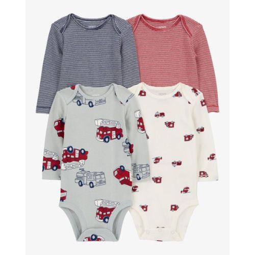 Baby 4-Pack Long-Sleeve Firetruck Bodysuits - Carter's | Carter's
