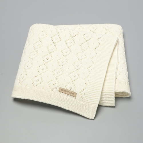 Baby Blanket Knit Children Girl Boy Hollow Out Summer Bed Quilt Solid Soft Stroller Swaddling Cover