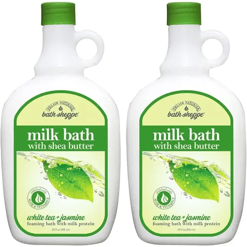 Village Naturals Bath Shoppe, White Tea and Jasmine Foaming Milk Bath, 28 Fl Oz, Pack of 2