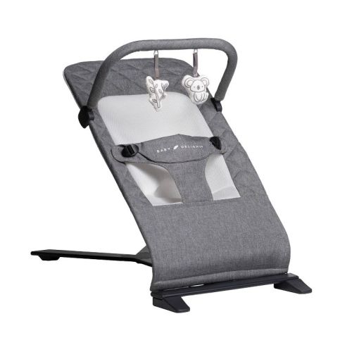 Baby Delight Alpine Deluxe Portable Bouncer - Charcoal Gray: Detachable Toy Bar, 3-Point Harness, Steel Frame