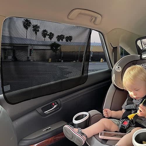 EcoNour Magnetic Side Window Sunshade (2 Pack) | Rear Window Sunshades for Car Blocks Sunlight & Keeps You Cooler | Baby Car Window Shades Ensure Privacy Protection | Black,30 x 19.5 Inches
