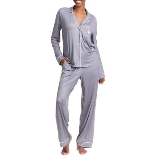 U.S. Polo Assn. Womens Pajama Set Long Sleeve Button Up Top and Pajama Pants
