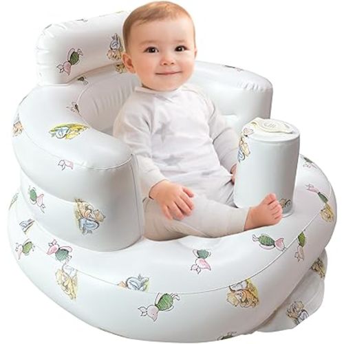 Inflatable Baby Seat for Sitting Up 3-12 Months, Portable Anti-Slip Baby Chair with Built-in Air Pump, Lightweight for Travel, Camping, Indoor & Gifts