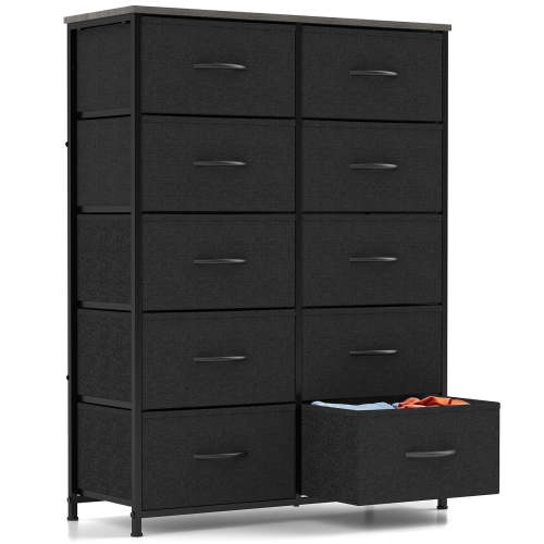 CONCETTA 10-Drawer Fabric Dresser Storage Chest for Bedroom, Closet, Entryway, Storage Furniture for Adults, Black