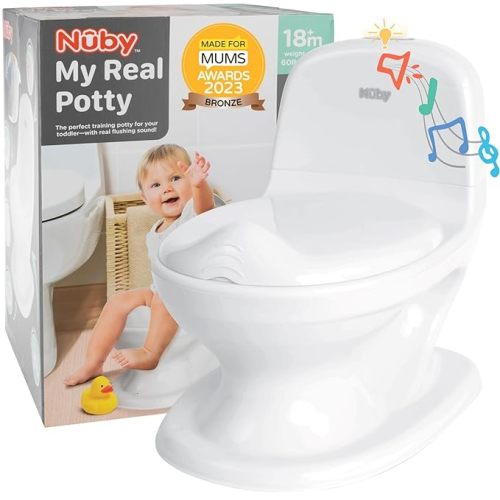 Nuby My Real Potty Training Toilet with Life-Like Flush Button and Sound - 18+ Months - White