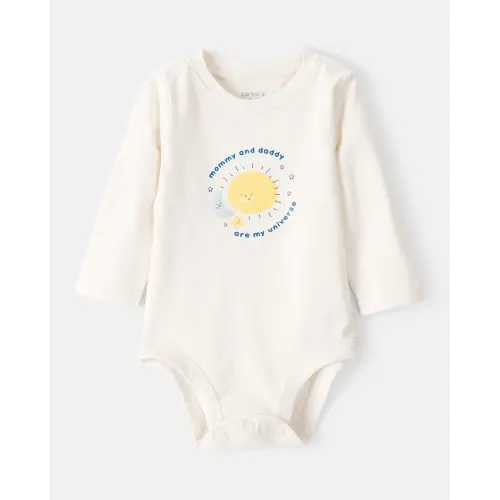 Baby "Mommy & Daddy Are My Universe" Cotton Long-Sleeve Graphic Bodysuit - Ivory | Carter's