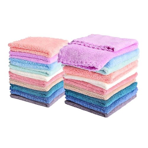 Kyapoo 20 Pack Baby Washcloths Microfiber Coral Fleece Extra Absorbent and Soft for Newborns, Infants and Toddlers