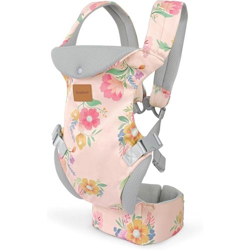 Baby Carrier Newborn to Toddler, Ergonomic Adjustable Toddler Carrier for 7-33 Lbs, Cozy Lightweight Infant Carrier with Neck Support, Baby Holder Carrier with Lumbar Support for Mom Dad