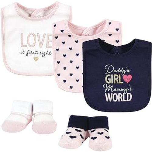 Hudson Baby Unisex BabyCotton Bib and Sock Set
