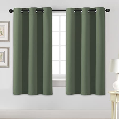 H.VERSAILTEX Blackout Curtains for Bedroom Thermal Insulated Room Darkening Living Room Curtains 63 Inch Long Grommet Privacy Protection Window Curtain Panels/Drapes, 2 Panels, Bronze Green