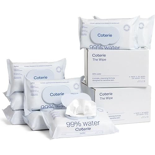 Coterie Baby Wipes, 8 Pack, 448 Count, Unscented Wipes, 99% Purified Water, Plastic-Free & Plant-Based Fibers, Fragrance Free Hypoallergenic Sensitive Skin Baby Essentials, Clean Ingredients