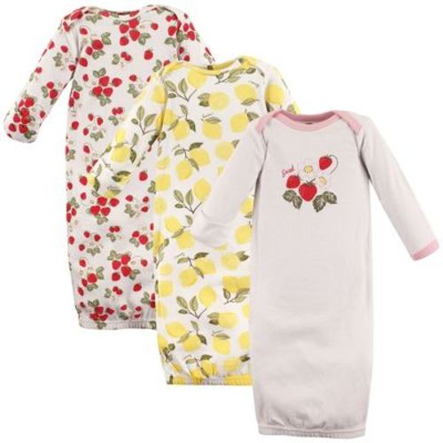 Hudson Baby Girl Cotton Long-sleeve Gowns 3pk, 0-6 Months