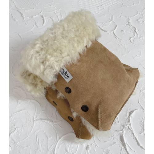 Beige Natural Sheepskin Stroller Hand Muffs. Fit any buggy / stroller. Sheepskin Mittens, pram accessories, hand warmer, stroller gloves