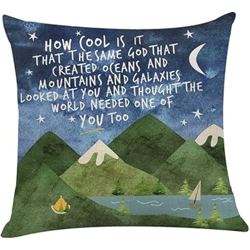 Littlefa Inspiring Gifts Cute Mountains Throw Pillow Cover Mountains Cushion Cover Decorative Pillowcase Living Room Bedroom Decor for Girls Friends Daughter Niece Women - How Cool