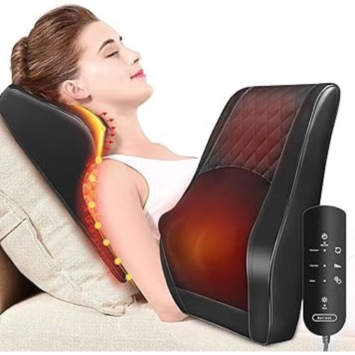 Boriwat Back Massager with Heat, 3D Kneading Massage Pillow for Back, Neck, Shoulder, Leg Pain Relief Deep Tissue, Gifts for Women Men Mom Dad, FSA HSA Eligible
