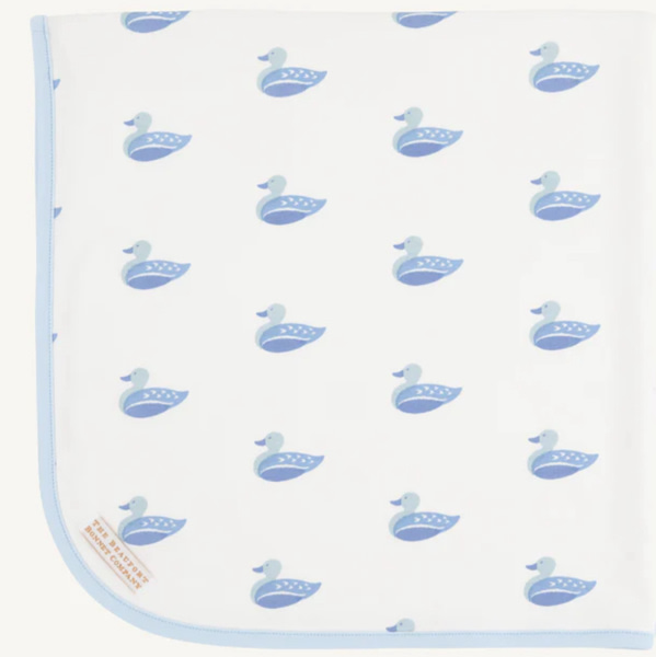 Baby Buggy Blanket - Merrimack Quack Quacks with Buckhead Blue