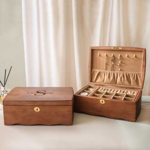 Personalized Jewelry Organizer,Large Jewelry Box,Wooden Jewelry Box With Lock, Personalized Gift for Her,Christmas Gift for Her,Holiday Gift