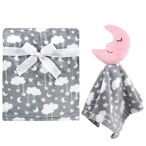 Hudson Baby Unisex Baby Plush Blanket with Security Blanket, Moon Girl, One Size