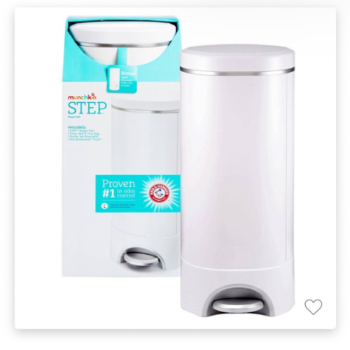 Munchkin® STEP™ Diaper Pail Powered by Arm & Hammer, #1 in Odor Control, Award-Winning, Includes 1 Snap, Seal & Toss™ Bag, 1 Starter Refill Ring, and 1 PUCK™ Baking Soda Cartridge
