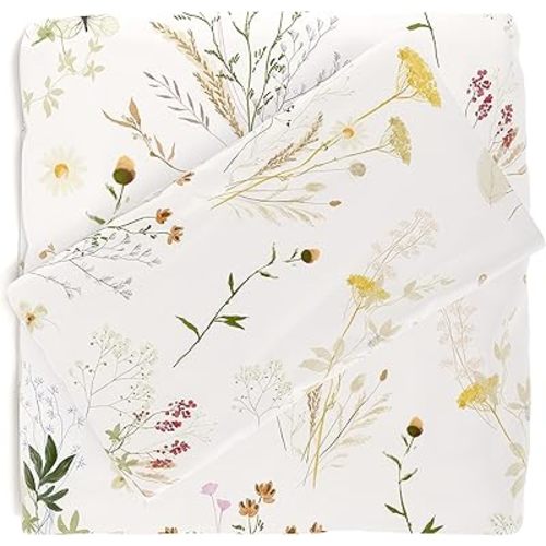 Pobi Baby - Premium Twin Fitted Sheet, Flat Sheet with Pillow case - Ultra-Soft Cotton Blend, Stylish Floral Pattern, Deep Pockets - Twins Sheets - 3 PC (Wildflower)