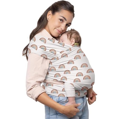 Boba Baby Wrap Carrier - Original Baby Carrier Wrap Sling for Newborns - Baby Wearing Essentials - Newborn Wrap Swaddle Holder, Newborn to Toddler Infant Sling (Serenity Rainbows)