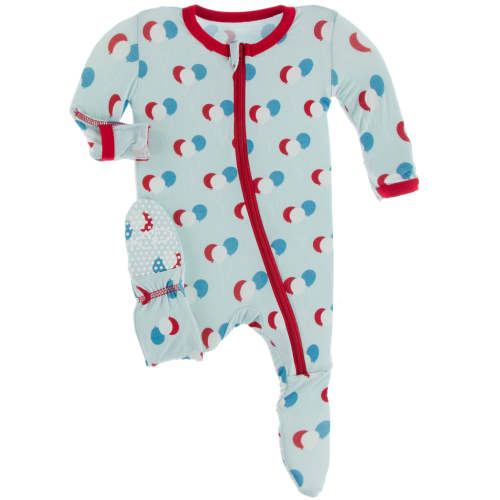 Kickee Pants Footie with Zipper - Spring Sky Birthday