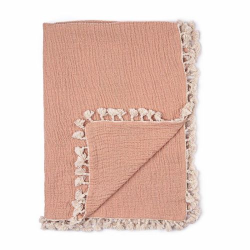 Crane Baby 6-Layer Muslin Baby Blanket with Tassle Edge - Moonstone