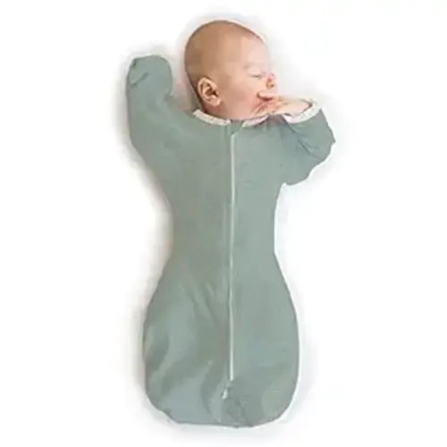 SwaddleDesigns- Heathered Jadeite with Polka Dot Trim- Medium