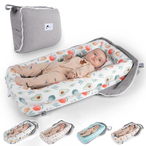 Joyful Journeys Baby Lounger Diaper Bag - Portable Baby Lounger Nest | Versatile Infant Lounger Bag & Diaper Organizer | Cozy Baby Lounger Nest for Convenience | Baby Shower Gifts (Green Avocado)
