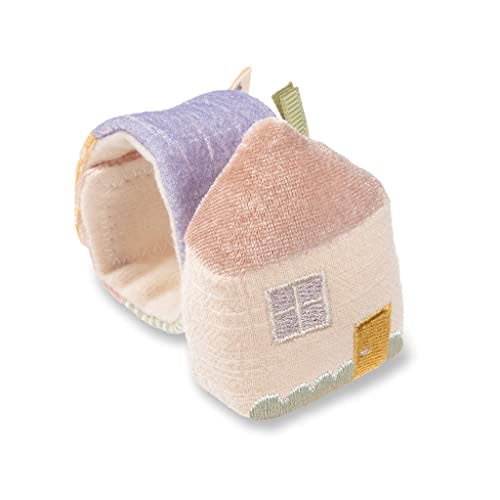 Itzy Ritzy - Itzy Bitzy Rattle, Wearable Wrist Rattle for Babies 0 Months and Up - Baby Rattle Toy with Textured Ribbon, Made with Natural Cotton (Pastel Cottage)
