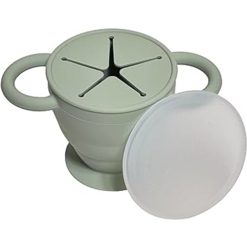 Amazon.com : BraveJusticeKidsCo. | Snack Attack II Snack Cup | Collapsible Silicone Snack Container | Toddler and Baby Snack Catcher Lid (Desert Sage) : Baby