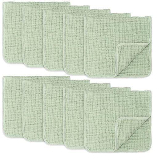 Muslin Burp Cloths (sage, 10-Pack 20"X10")
