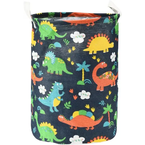 Baby Laundry Basket - Portable and Stylish Storage Solution with Handles - Kids Hamper Ideal for Laundry, Toys, and Pet Products - Space-Saving Design with Dinosaur Print - 11.8"Lx15.7"H