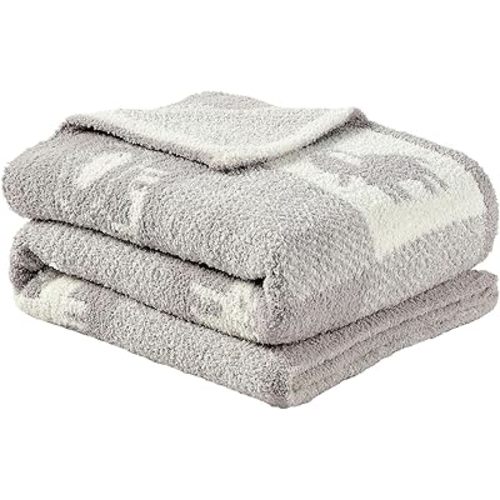 CREVENT 30"X40" Cozy Soft Warm Chenille Baby Blanket for Girls Boys, Newborn Essentials for Infant, Baby Shower Receiving Gift - Animal Grey 75X100cm