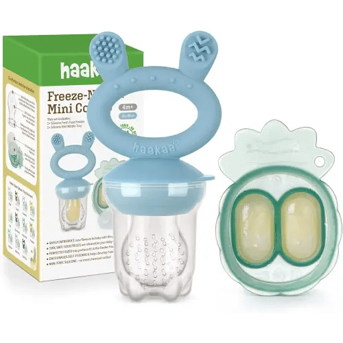 Haakaa Baby Fruit Food Feeder & Mini Freezer Nibble Tray Combo, Breastmilk  Popsicle Molds for Baby Cooling Relief, BPA Free Silicone Feeder for Safe