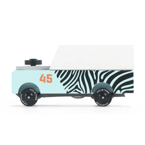CANDYCAR® Wooden Diecast Collection - Mini Zebra Drifter, Premium Handcrafted Beech Wood Toy Car