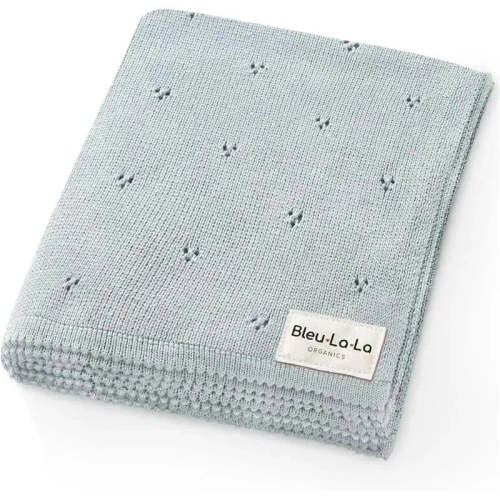 Bleu La La - 100% Organic Cotton Pointelle Swaddle Receiving Baby Blanket,| Powder Blue