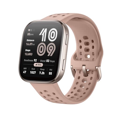 Amazfit Bip 6 Smart Watch 46mm, 14 Day Battery, 1.97" AMOLED Display, GPS & Free Maps, AI, Bluetooth Call & Text, Health, Fitness & Sleep Tracker, 140+ Workout Modes, 5 ATM Water-Resistance, Blush