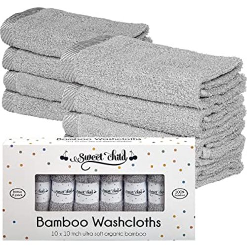 8-Pack Baby Washcloths -Super Soft Rayon Washcloth, Baby Wash Cloths for Newborn,Infants and Kids, Bath Baby Towels, Body and Face Towel, Face Cloths for Washing Face