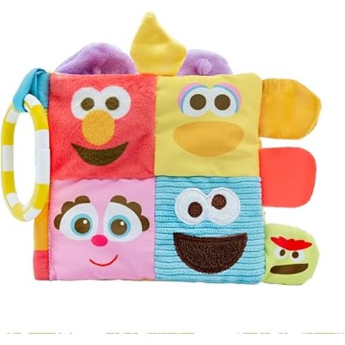 KIDS PREFERRED Sesame Street Soft Book Featuring Your Favorite Characters with Sensory Materials and Multiple Tabs to Keep Baby Engaged – 11 Inches – Surface Washable
