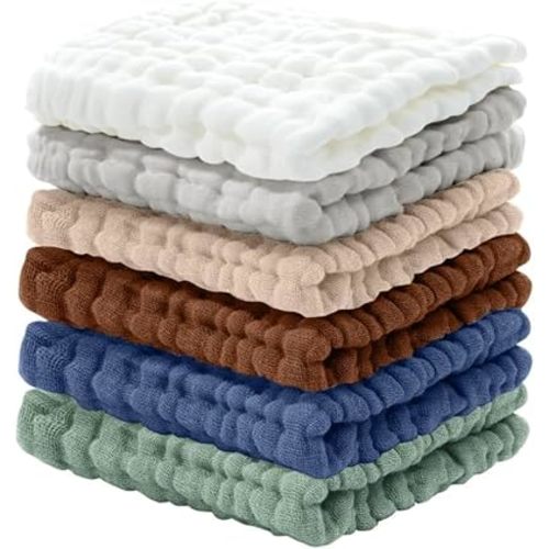Cuddle Campus Baby Washcloths 6 Packs, Muslin Washcloths Baby,Cotton Burp Cloths, Extra Absorbent and Soft Wash Clothes for Newborns, 12x12 Inches