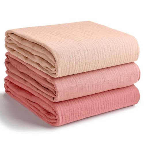 Comfy Cubs Muslin Swaddle Blankets Pack of 3 - 42" x 42" 100% Cotton Baby Blanket Set, Large Wraps for Newborns - Blush, Bold Blush, Dusty Rose