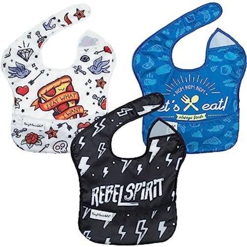 Tiny Twinkle Mess-Proof Baby Bib - Waterproof Bib for Baby Boy or Girl - PFAS, PVC, BPA, Phthalate Free - Baby Food Bibs