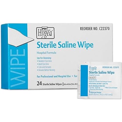 Hygea C22370 Sterile Saline Wipe, 6" x 4", 24/bx