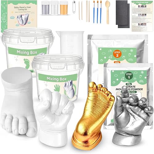 Sortnic Baby Casting Kit Hands and Feet Mold (4 Pack), Newborn Hand Footprint Baby Keepsake, 3D Plaster Hand Mold Casting Kit for Babies 0-9 Months, First Time New Mom Gifts, Baby Shower Birthday Gift